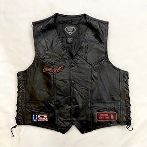 Diamond Plate Buffalo Leather Biker Vest